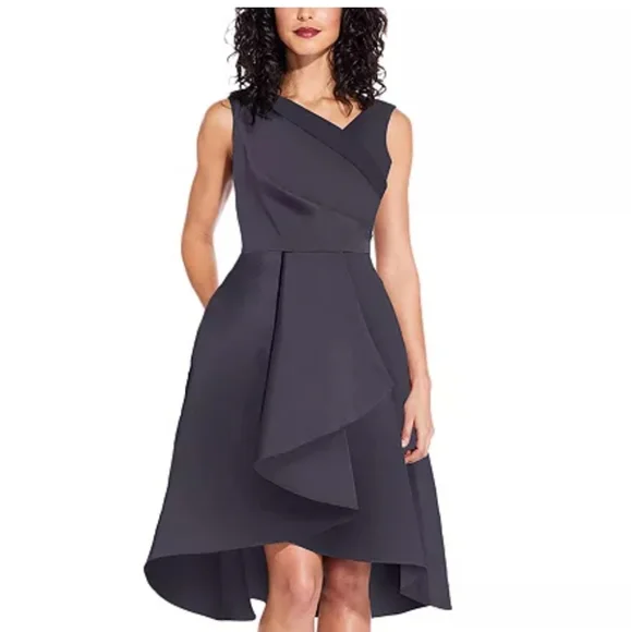 Adrianna Papell | Dresses | Adrianna Papell Gunmetal Gray Mikado Fit And Flare  Dress New | Poshmark